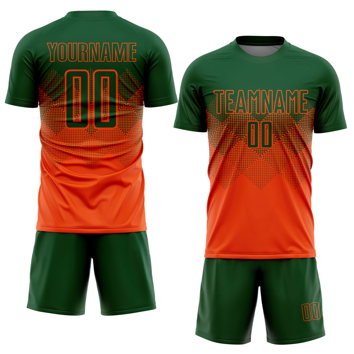 Cheap Custom Orange Green Sublimation Soccer Uniform Jersey Free