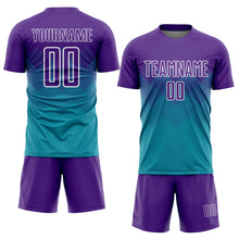 Charger l'image dans la galerie, Custom Teal Purple-White Sublimation Soccer Uniform Jersey