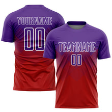 Laden Sie das Bild in den Galerie-Viewer, Custom Red Purple-White Sublimation Soccer Uniform Jersey