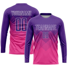 Laden Sie das Bild in den Galerie-Viewer, Custom Pink Purple-White Sublimation Soccer Uniform Jersey