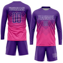 Laden Sie das Bild in den Galerie-Viewer, Custom Pink Purple-White Sublimation Soccer Uniform Jersey