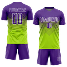 Charger l'image dans la galerie, Custom Neon Green Purple-White Sublimation Soccer Uniform Jersey