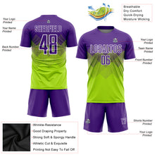 Charger l'image dans la galerie, Custom Neon Green Purple-White Sublimation Soccer Uniform Jersey