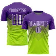 Charger l'image dans la galerie, Custom Neon Green Purple-White Sublimation Soccer Uniform Jersey