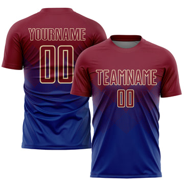 Custom Royal Crimson-Cream Sublimation Soccer Uniform Jersey