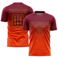 Laden Sie das Bild in den Galerie-Viewer, Custom Orange Crimson-Old Gold Sublimation Soccer Uniform Jersey