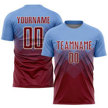 Laden Sie das Bild in den Galerie-Viewer, Custom Light Blue Crimson-Cream Sublimation Soccer Uniform Jersey