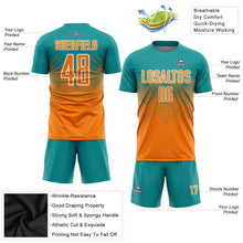 Laden Sie das Bild in den Galerie-Viewer, Custom Teal Bay Orange-White Sublimation Soccer Uniform Jersey