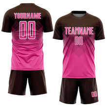 Laden Sie das Bild in den Galerie-Viewer, Custom Brown Pink-White Sublimation Soccer Uniform Jersey