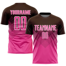 Laden Sie das Bild in den Galerie-Viewer, Custom Brown Pink-White Sublimation Soccer Uniform Jersey