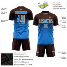 Laden Sie das Bild in den Galerie-Viewer, Custom Brown Powder Blue-Cream Sublimation Soccer Uniform Jersey