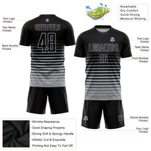 Charger l'image dans la galerie, Custom Black Gray Pinstripe Fade Fashion Sublimation Soccer Uniform Jersey