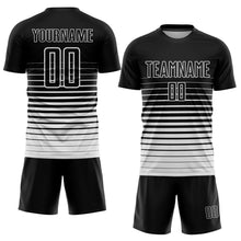 Charger l'image dans la galerie, Custom Black White Pinstripe Fade Fashion Sublimation Soccer Uniform Jersey