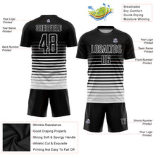 Charger l'image dans la galerie, Custom Black White Pinstripe Fade Fashion Sublimation Soccer Uniform Jersey