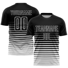 Charger l'image dans la galerie, Custom Black White Pinstripe Fade Fashion Sublimation Soccer Uniform Jersey