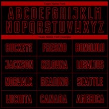 Charger l'image dans la galerie, Custom Black Red Pinstripe Fade Fashion Sublimation Soccer Uniform Jersey