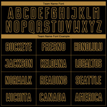 Load image into Gallery viewer, Custom Black Old Gold Pinstripe Fade Fashion Sublimation Soccer Uniform Jersey