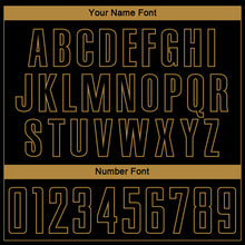 Load image into Gallery viewer, Custom Black Old Gold Pinstripe Fade Fashion Sublimation Soccer Uniform Jersey