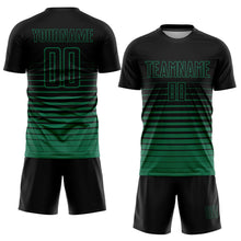 Laden Sie das Bild in den Galerie-Viewer, Custom Black Kelly Green Pinstripe Fade Fashion Sublimation Soccer Uniform Jersey