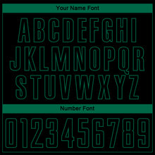 Laden Sie das Bild in den Galerie-Viewer, Custom Black Kelly Green Pinstripe Fade Fashion Sublimation Soccer Uniform Jersey