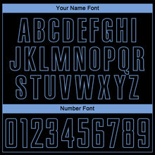 Load image into Gallery viewer, Custom Black Light Blue Pinstripe Fade Fashion Sublimation Soccer Uniform Jersey