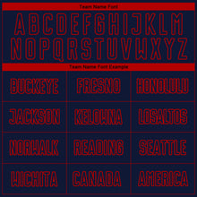 Charger l'image dans la galerie, Custom Navy Red Pinstripe Fade Fashion Sublimation Soccer Uniform Jersey