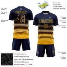 Charger l'image dans la galerie, Custom Navy Gold Pinstripe Fade Fashion Sublimation Soccer Uniform Jersey