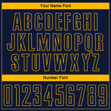 Charger l'image dans la galerie, Custom Navy Gold Pinstripe Fade Fashion Sublimation Soccer Uniform Jersey