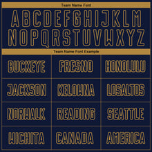 Charger l'image dans la galerie, Custom Navy Old Gold Pinstripe Fade Fashion Sublimation Soccer Uniform Jersey