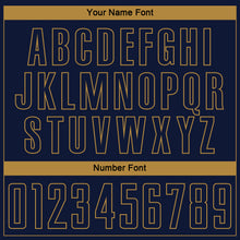 Charger l'image dans la galerie, Custom Navy Old Gold Pinstripe Fade Fashion Sublimation Soccer Uniform Jersey