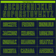 Charger l'image dans la galerie, Custom Navy Neon Green Pinstripe Fade Fashion Sublimation Soccer Uniform Jersey