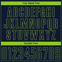 Charger l'image dans la galerie, Custom Navy Neon Green Pinstripe Fade Fashion Sublimation Soccer Uniform Jersey