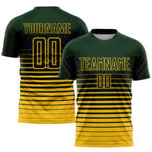 Laden Sie das Bild in den Galerie-Viewer, Custom Green Yellow Pinstripe Fade Fashion Sublimation Soccer Uniform Jersey