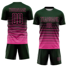 Laden Sie das Bild in den Galerie-Viewer, Custom Green Pink Pinstripe Fade Fashion Sublimation Soccer Uniform Jersey