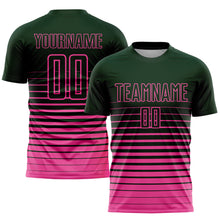 Laden Sie das Bild in den Galerie-Viewer, Custom Green Pink Pinstripe Fade Fashion Sublimation Soccer Uniform Jersey