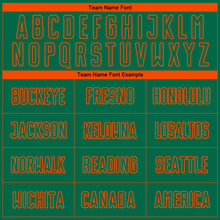 Загрузить изображение в средство просмотра галереи, Custom Kelly Green Orange Pinstripe Fade Fashion Sublimation Soccer Uniform Jersey