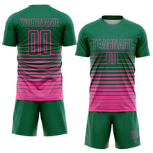 Charger l'image dans la galerie, Custom Kelly Green Pink Pinstripe Fade Fashion Sublimation Soccer Uniform Jersey