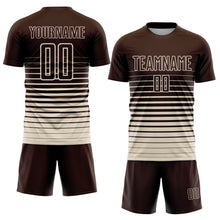 Charger l'image dans la galerie, Custom Brown Cream Pinstripe Fade Fashion Sublimation Soccer Uniform Jersey