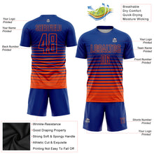 Charger l'image dans la galerie, Custom Royal Orange Pinstripe Fade Fashion Sublimation Soccer Uniform Jersey
