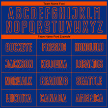 Charger l'image dans la galerie, Custom Royal Orange Pinstripe Fade Fashion Sublimation Soccer Uniform Jersey