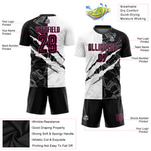Laden Sie das Bild in den Galerie-Viewer, Custom Graffiti Pattern Black-Pink Scratch Sublimation Soccer Uniform Jersey