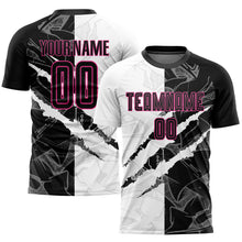 Laden Sie das Bild in den Galerie-Viewer, Custom Graffiti Pattern Black-Pink Scratch Sublimation Soccer Uniform Jersey