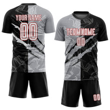 Load image into Gallery viewer, Custom Graffiti Pattern White Black Gray-Red Scratch Sublimation Soccer Uniform Jersey
