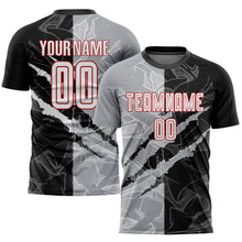 Load image into Gallery viewer, Custom Graffiti Pattern White Black Gray-Red Scratch Sublimation Soccer Uniform Jersey
