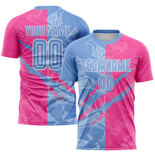 Laden Sie das Bild in den Galerie-Viewer, Custom Graffiti Pattern Light Blue-Pink Scratch Sublimation Soccer Uniform Jersey
