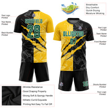 Charger l'image dans la galerie, Custom Graffiti Pattern Kelly Green Black-Yellow Scratch Sublimation Soccer Uniform Jersey