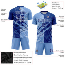 Load image into Gallery viewer, Custom Graffiti Pattern Royal-Light Blue Scratch Sublimation Soccer Uniform Jersey
