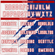 Load image into Gallery viewer, Custom Graffiti Pattern White Royal-Red Scratch Sublimation Soccer Uniform Jersey