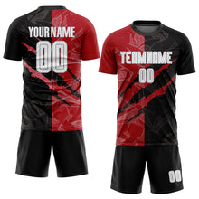 Load image into Gallery viewer, Custom Graffiti Pattern White Black Red-Gray Scratch Sublimation Soccer Uniform Jersey
