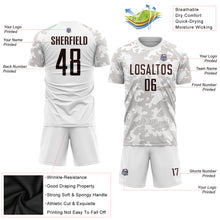 Charger l'image dans la galerie, Custom White Brown Sublimation Soccer Uniform Jersey